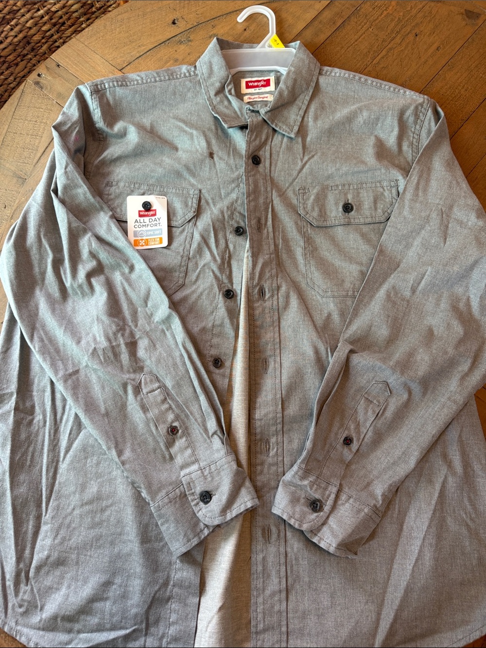 Wrangler Men's Light Gray Button-Up Shirt Jacket